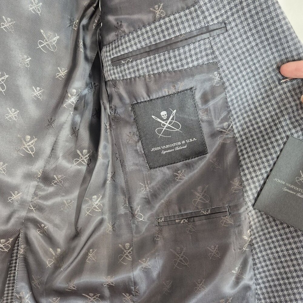 John Varvatos Star Bleecker sport coat Size 40 R gray check jacket 100% wool (37 - Picture 8 of 16